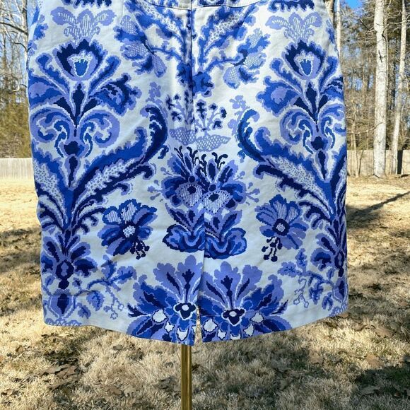 Merona Blue Damask Cotton Stretch Pencil Skirt - Picture 5 of 6